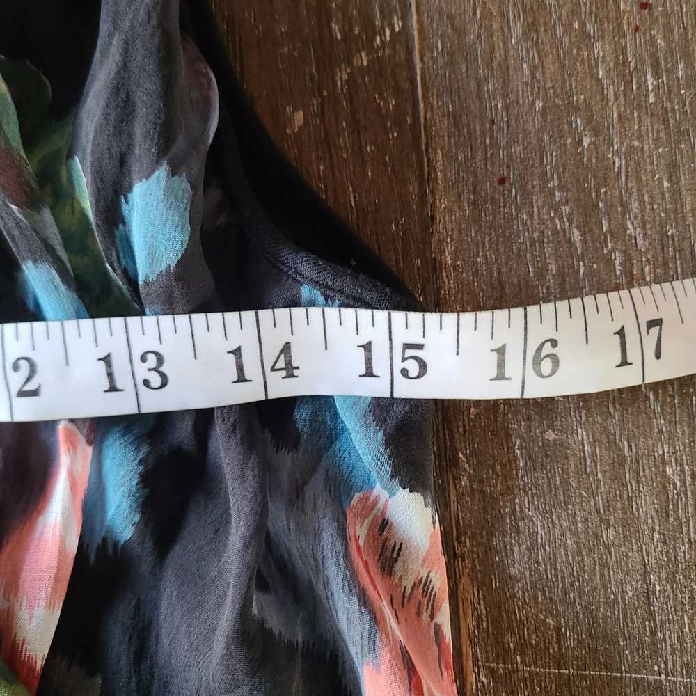 Sundance Black Maxi Dress with Sheer Silk Floral / Peacock Overlay Accent Medium